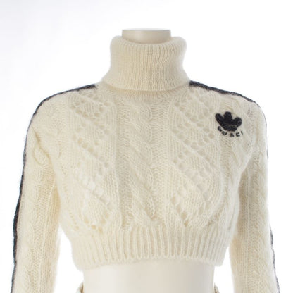 Gucci Adidas Mohair Sideline High Neck Sweater Knit Top White Xxs