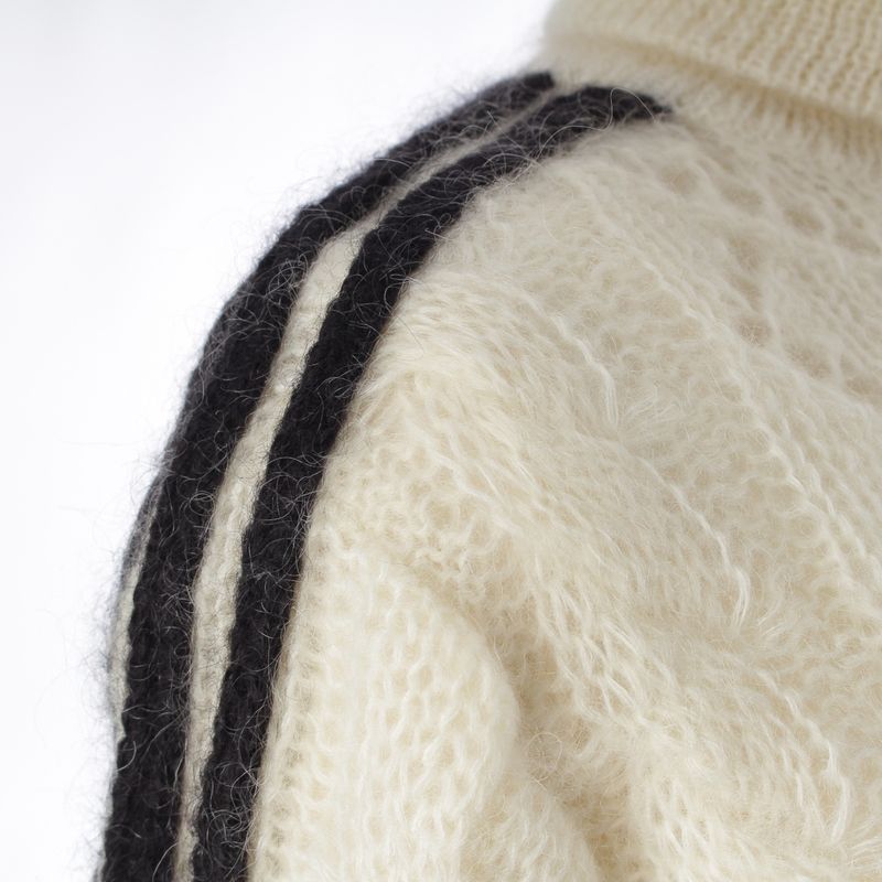 Gucci Adidas Mohair Sideline High Neck Sweater Knit Top White Xxs
