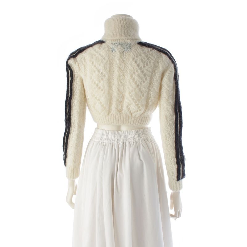Gucci Adidas Mohair Sideline High Neck Sweater Knit Top White Xxs