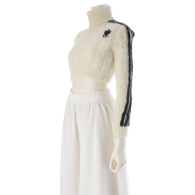 Gucci Adidas Mohair Sideline High Neck Sweater Knit Top White Xxs
