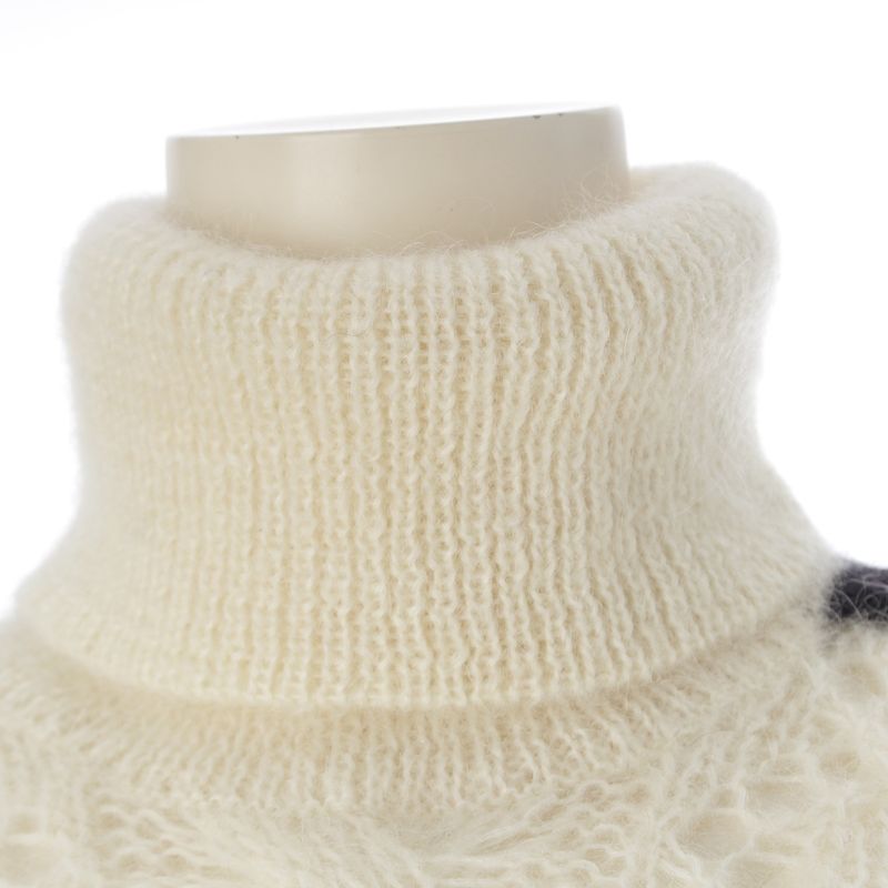 Gucci Adidas Mohair Sideline High Neck Sweater Knit Top White Xxs