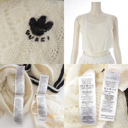Gucci Adidas Mohair Sideline High Neck Sweater Knit Top White Xxs