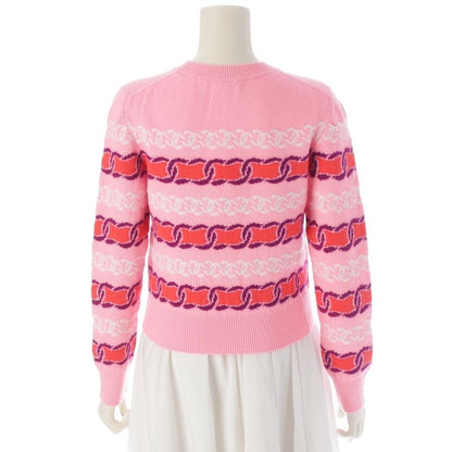 Chanel Cashmere CC Logo Cropped Long Sleeve Sweater Knit Top Pink 34