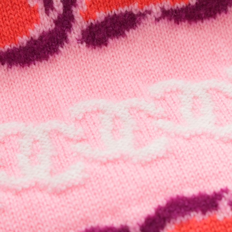 Chanel Cashmere CC Logo Cropped Long Sleeve Sweater Knit Top Pink 34