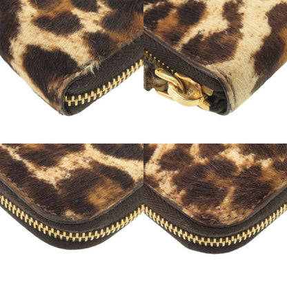 Prada Triangle Logo Leopard Pattern Halaco Zip Around Wallet