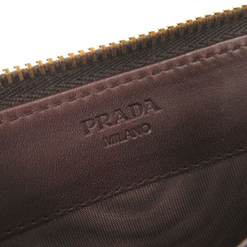 Prada Triangle Logo Leopard Pattern Halaco Zip Around Wallet