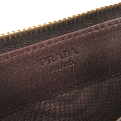Prada Triangle Logo Leopard Pattern Halaco Zip Around Wallet