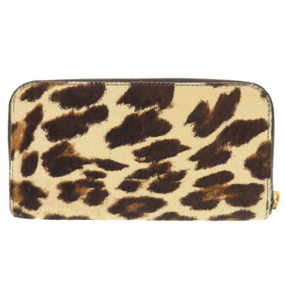 Prada Triangle Logo Leopard Pattern Halaco Zip Around Wallet