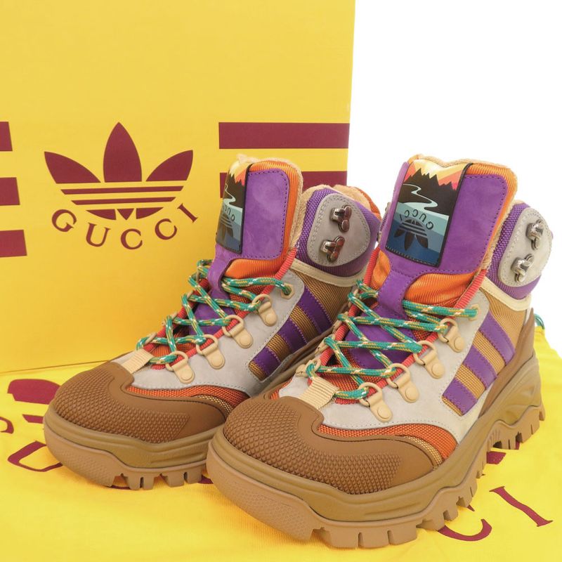 Gucci Adidas 37.5 Canvas Rubber Multicolor Trekking Shoes Short Boots