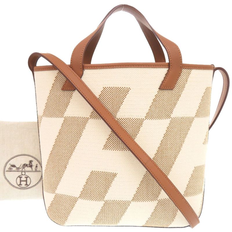 Hermes Hambier PM Voswift Toile Gold Tote Shoulder Bag