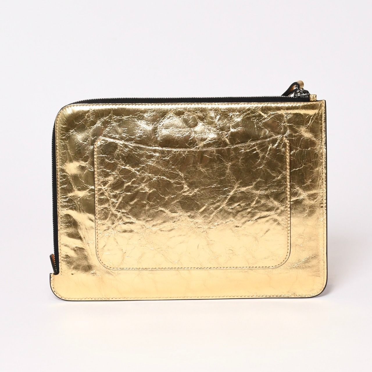Chanel Votez Coco Clutch CC Logo Crinkle Leather Metallic Gold — view 2