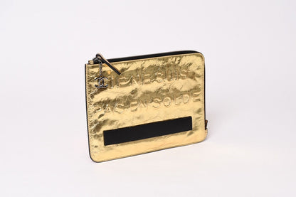 Chanel Votez Coco Clutch CC Logo Crinkle Leather Metallic Gold — view 3