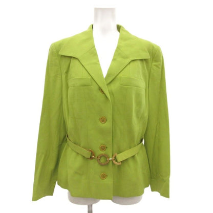 Celine Color Suit Set Tailored Open Collar Jacket Skirt Logo Golden Button 42