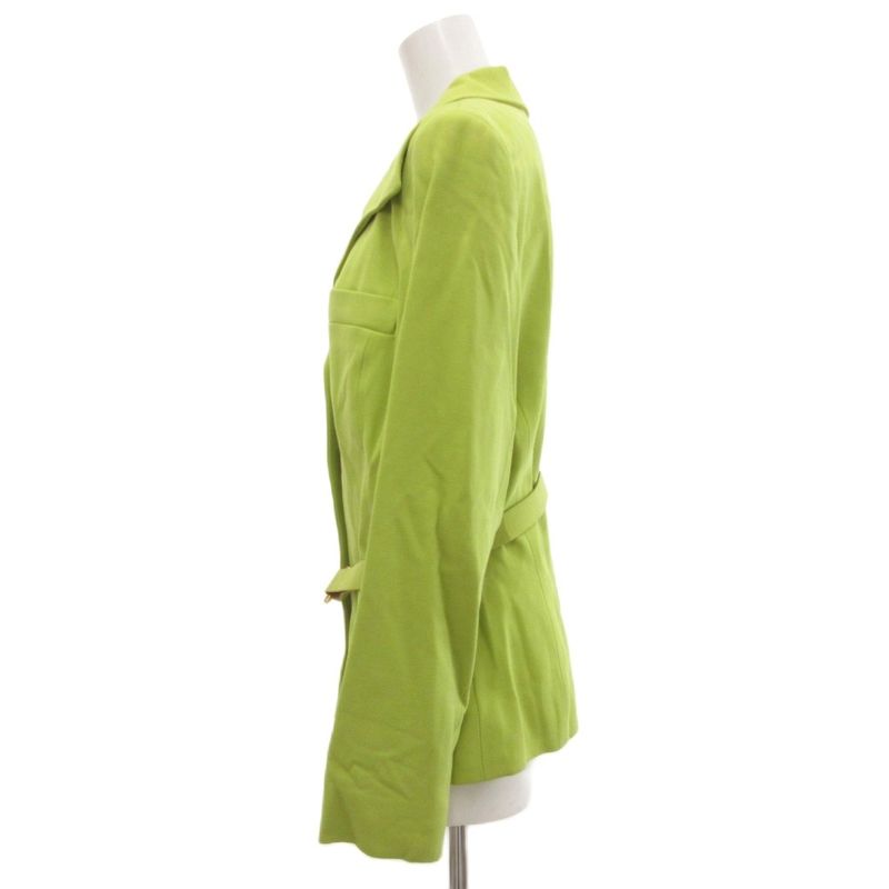 Celine Color Suit Set Tailored Open Collar Jacket Skirt Logo Golden Button 42