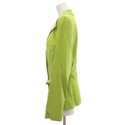 Celine Color Suit Set Tailored Open Collar Jacket Skirt Logo Golden Button 42