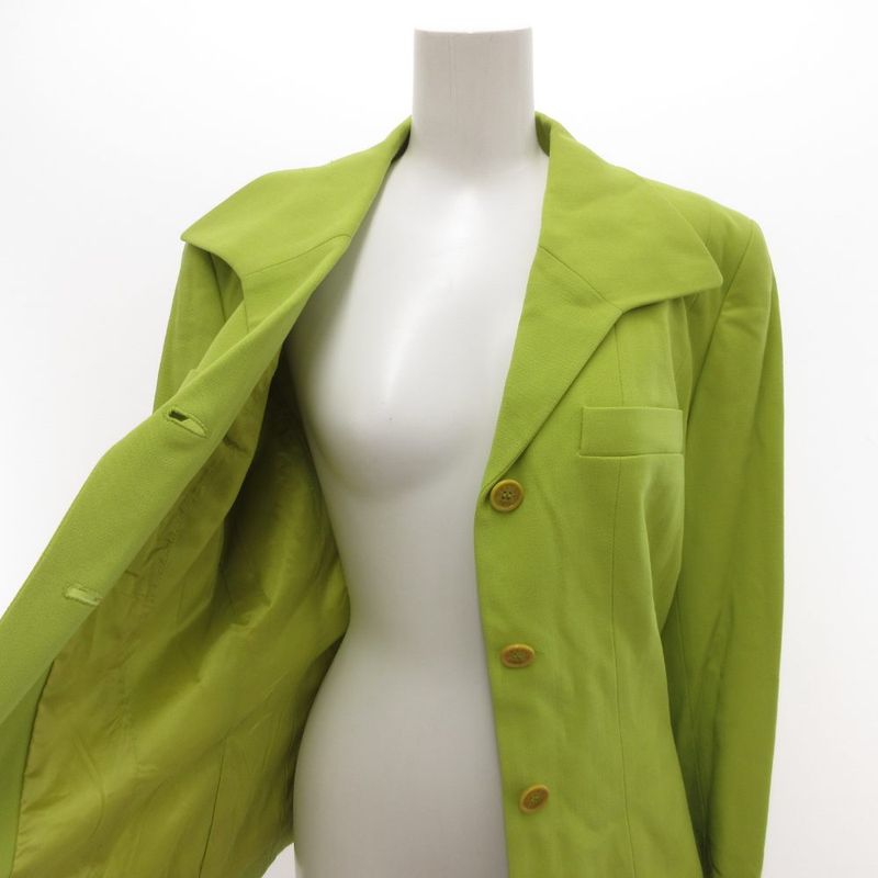 Celine Color Suit Set Tailored Open Collar Jacket Skirt Logo Golden Button 42