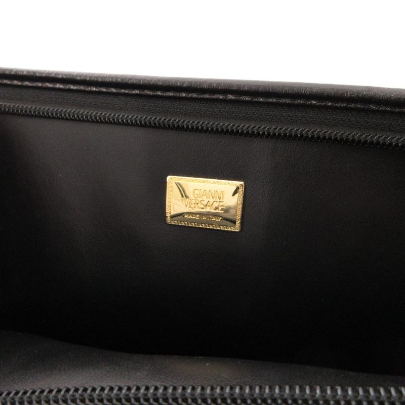 Versace Gianni Clutch Leather Medusa Logo Black