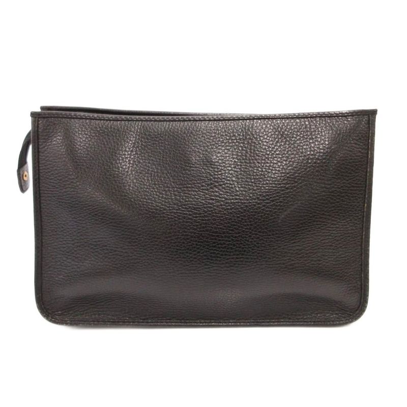 Versace Gianni Clutch Leather Medusa Logo Black