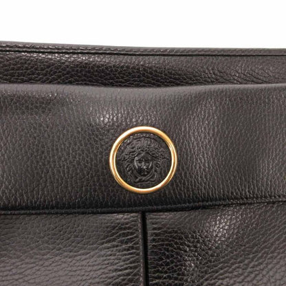 Versace Gianni Clutch Leather Medusa Logo Black