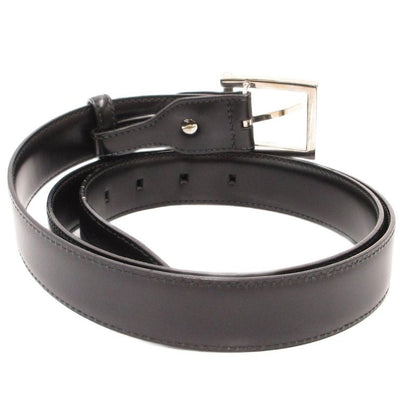 Bvlgari Belt Smooth Leather Square Buckle Logo 110 44 Black