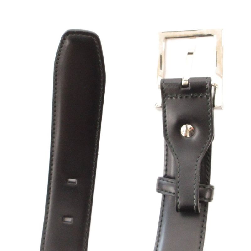 Bvlgari Belt Smooth Leather Square Buckle Logo 110 44 Black