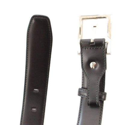 Bvlgari Belt Smooth Leather Square Buckle Logo 110 44 Black