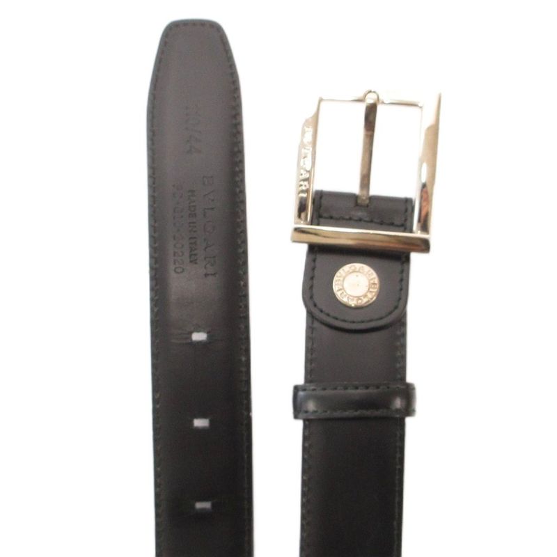 Bvlgari Belt Smooth Leather Square Buckle Logo 110 44 Black