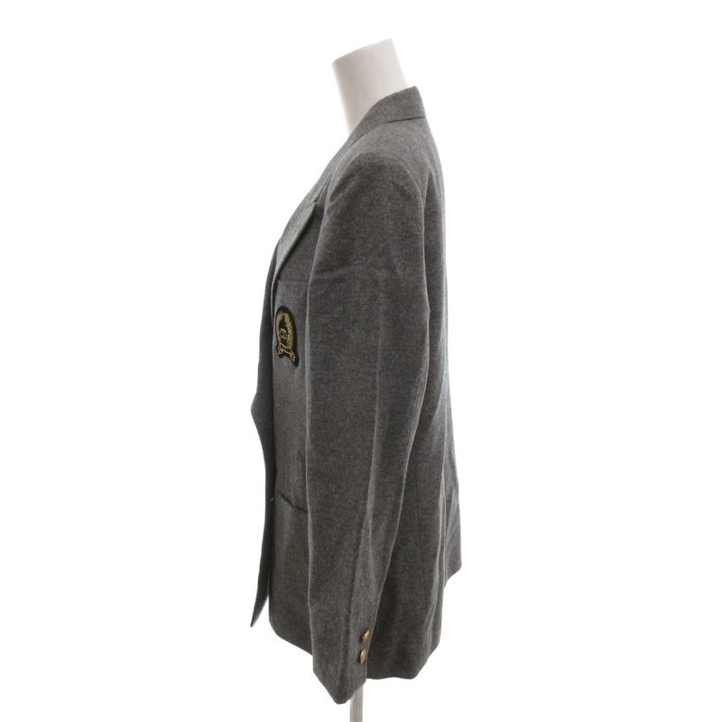 Dior Sports Tailored Jacket Black Leather Double Gold Button Patch M Gray YJ