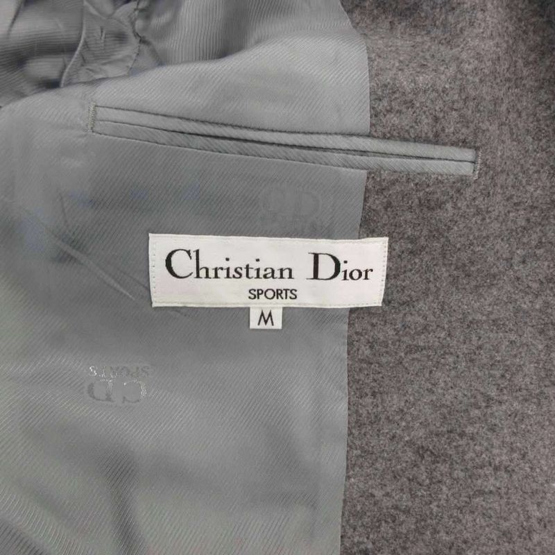 Dior Sports Tailored Jacket Black Leather Double Gold Button Patch M Gray YJ