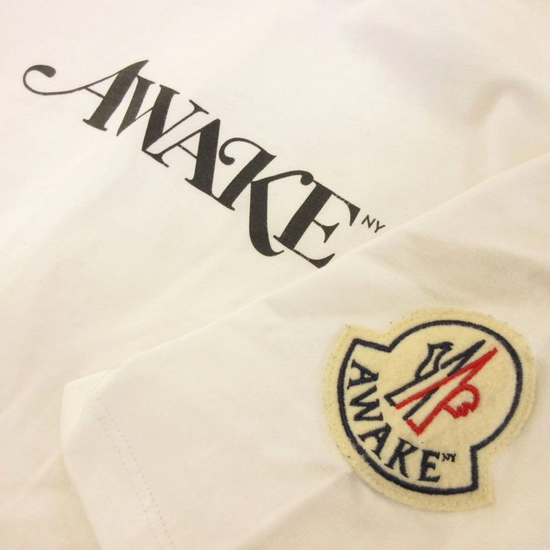 Moncler Awake Maglia T-Shirt Short Sleeve Crew Neck Logo Cotton White