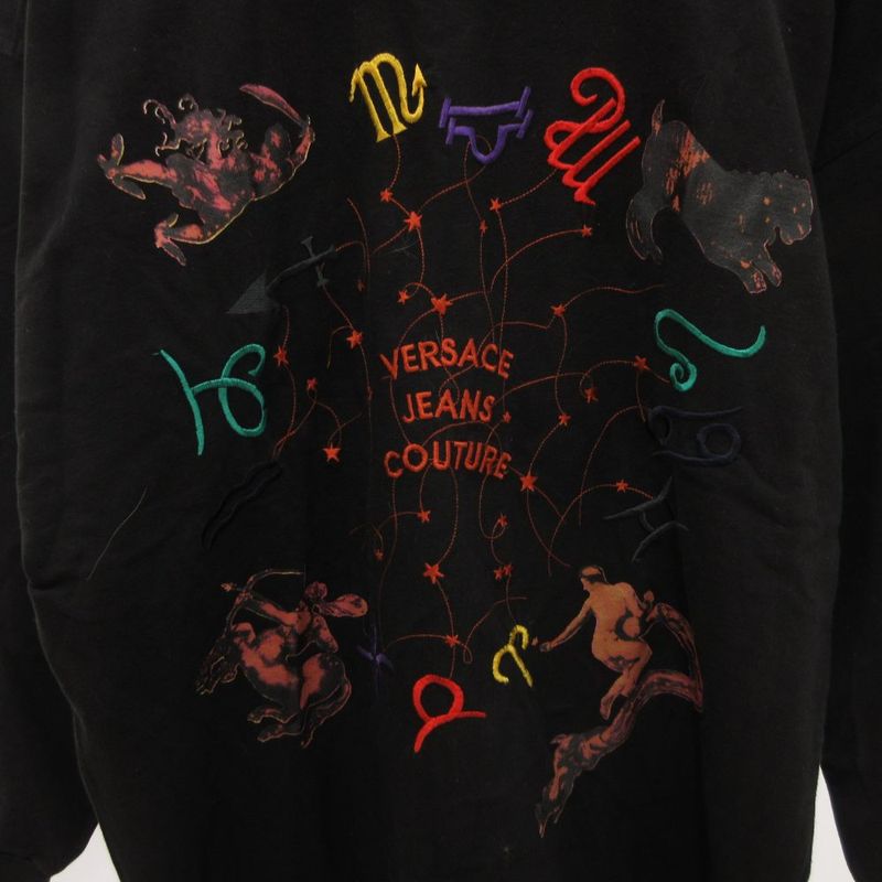 Versace Jeans Couture Long T-Shirt Mock Neck Logo Embroidery Constellation M