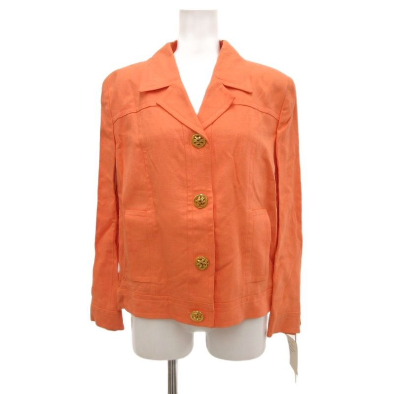 Celine Color Suit Set Tailored Open Collar Jacket Skirt Logo Golden Button