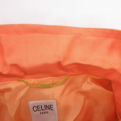 Celine Color Suit Set Tailored Open Collar Jacket Skirt Logo Golden Button