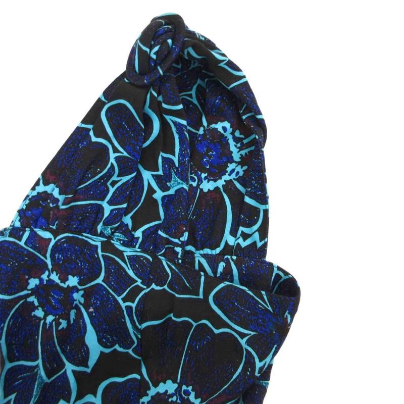 Saint Laurent Yves Sleeveless Dress Mimore Long Floral Pattern All Over M Blue