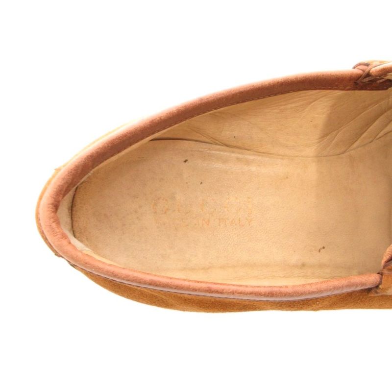 Gucci Horsebit Loafers Suede Gold 36 Brown