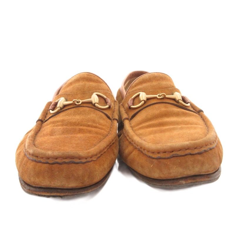 Gucci Horsebit Loafers Suede Gold 36 Brown