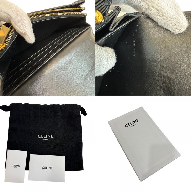 Celine Large Flap Wallet Leather Black