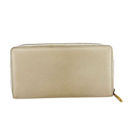Gucci Zip Around Logo Print Leather Wallet White