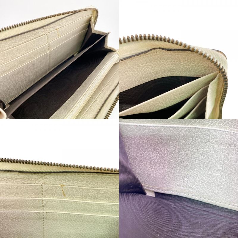 Gucci Zip Around Logo Print Leather Wallet White