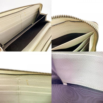 Gucci Zip Around Logo Print Leather Wallet White