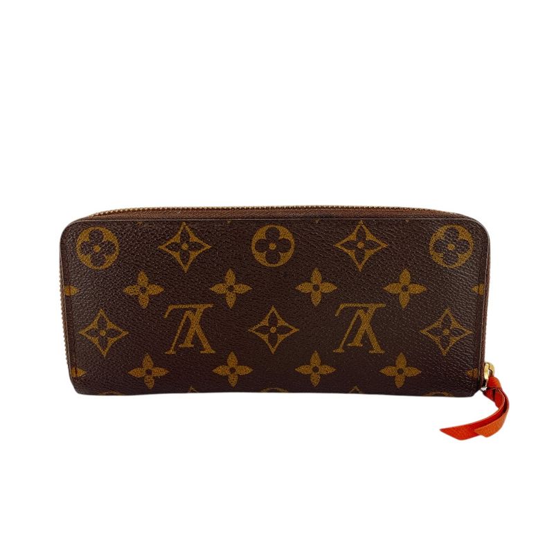 Louis Vuitton Zip Around Portefeuille Clemence Monogram Leather Wallet Brown