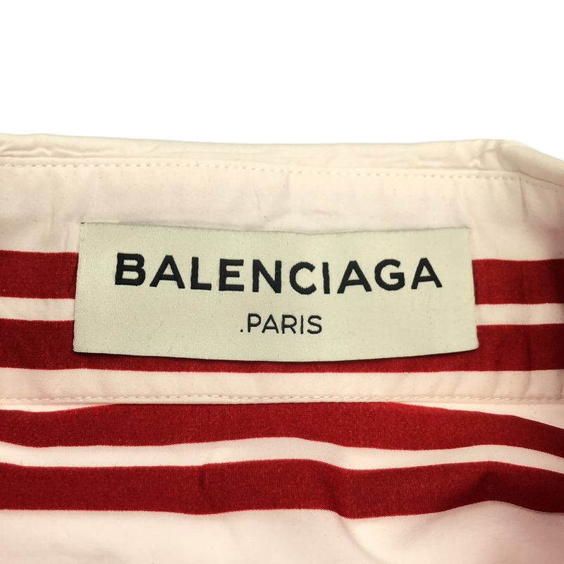 Balenciaga Striped Oversize Shirt White Red 36
