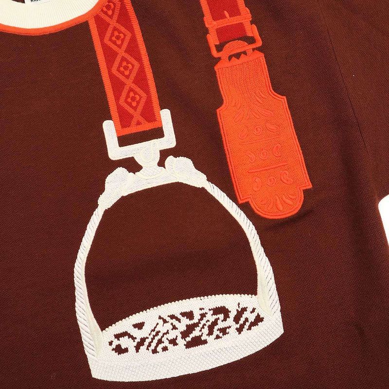 Hermes Embroidered Knit Sweater Brown 34