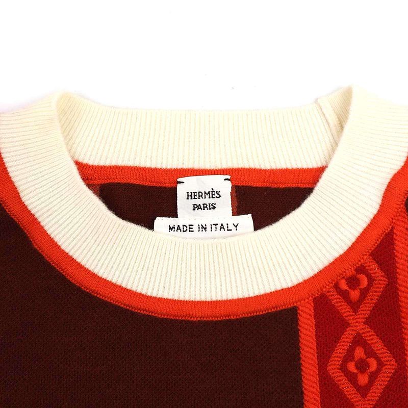 Hermes Embroidered Knit Sweater Brown 34