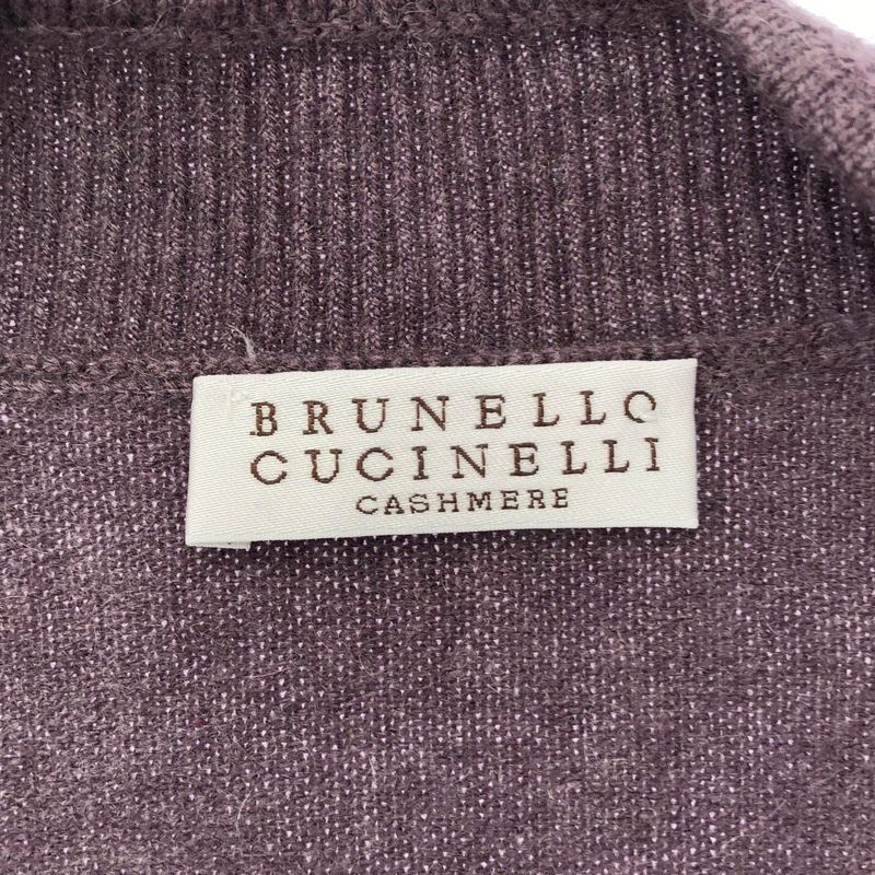 Brunello Cucinelli Open Neck Cashmere Knit Dress Purple Gray