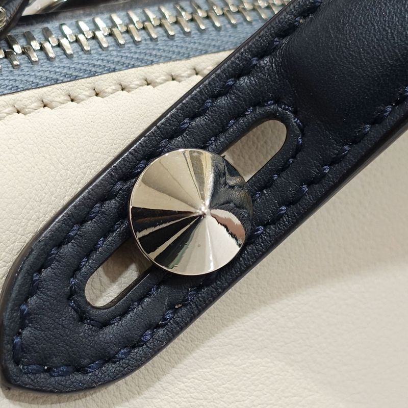 Fendi by the Way Handbag 2-Way Leather Ivory Silver