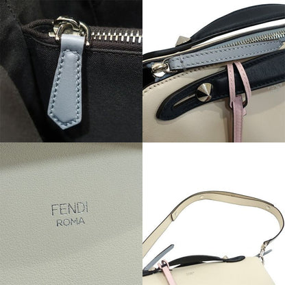 Fendi by the Way Handbag 2-Way Leather Ivory Silver