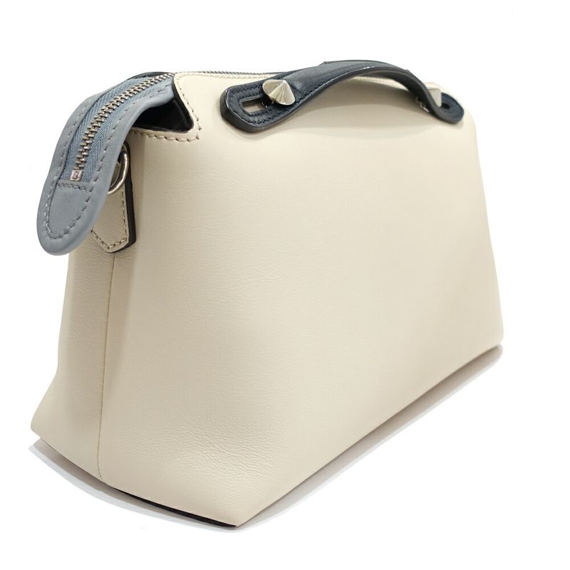 Fendi by the Way Handbag 2-Way Leather Ivory Silver