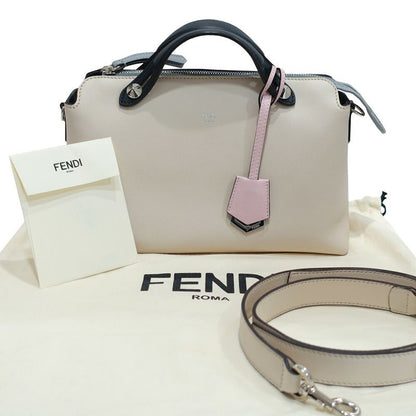 Fendi by the Way Handbag 2-Way Leather Ivory Silver