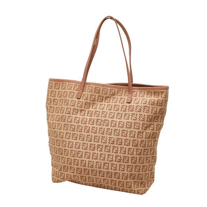 Fendi Zucchino Tote Brown Canvas Leather